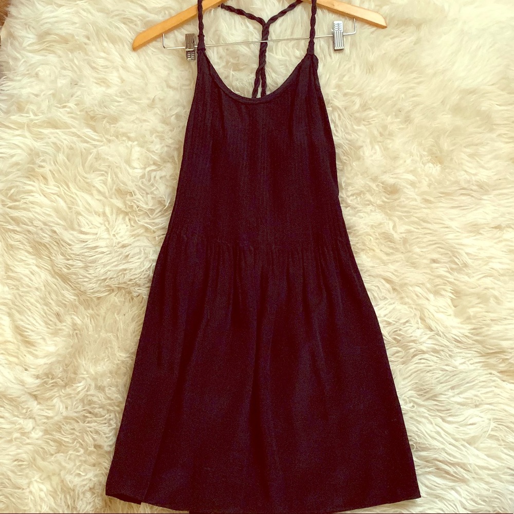 Banana Republic black silk racerback dress